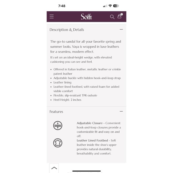 Söfft Vaya Leather Wedge Sandals Adjustable Strap Comfort Soft Footbed Size 9 M - Picture 13 of 13